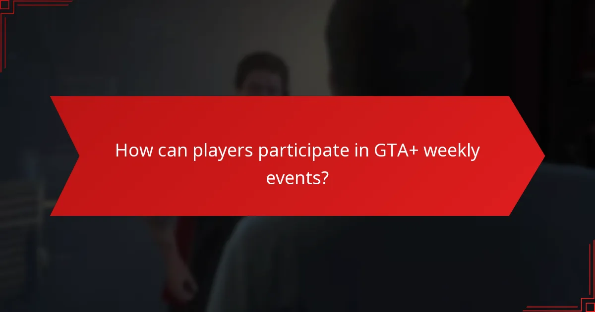How can players participate in GTA+ weekly events?